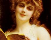 A Blonde Beauty Holding a Book - 埃蒂安·阿道夫·皮奥特